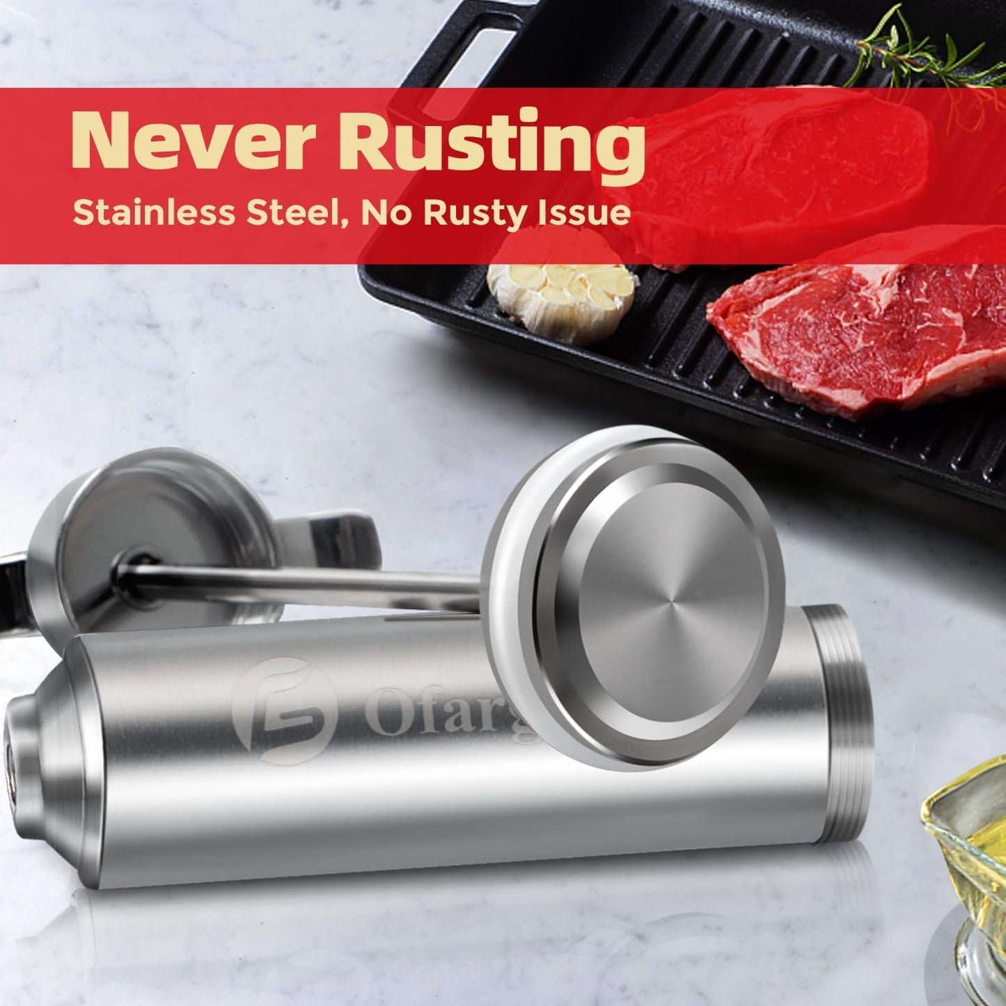 Stainless Steel Meat Injector Syringe with 4 Marinade Needles and Travel Case for BBQ Grill Smoker, gifts for men dad husband in Thanksgiving Christmas day