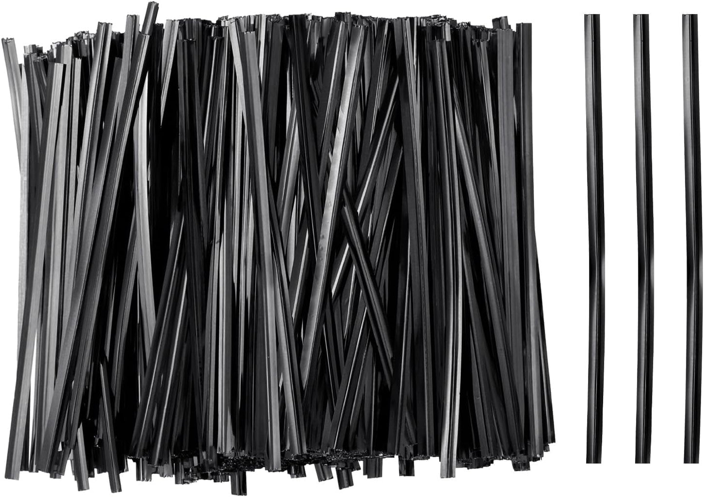 HARFINGTON 800pcs Bag Twist Ties 4" Reusable Plastic Metallic Twist Ties Wire Cable Ties for Party Bread Candy Cake, Black