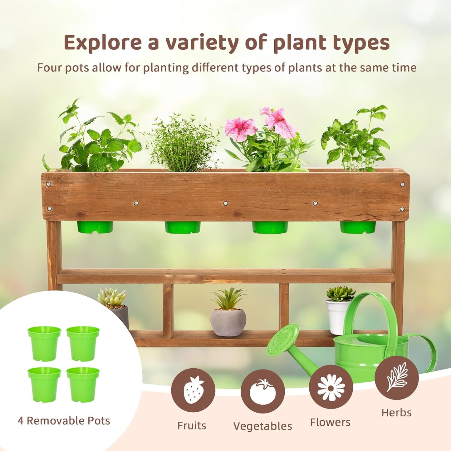 OOOK Potting Bench with Removable Sink, Potting Benches for Outside, Mud Kitchen for Kids Outdoor with Gardening Tools, Watering Can, Flower Pot, Ideal Gift for Boys and Girls 3+, Solid Fir Wood