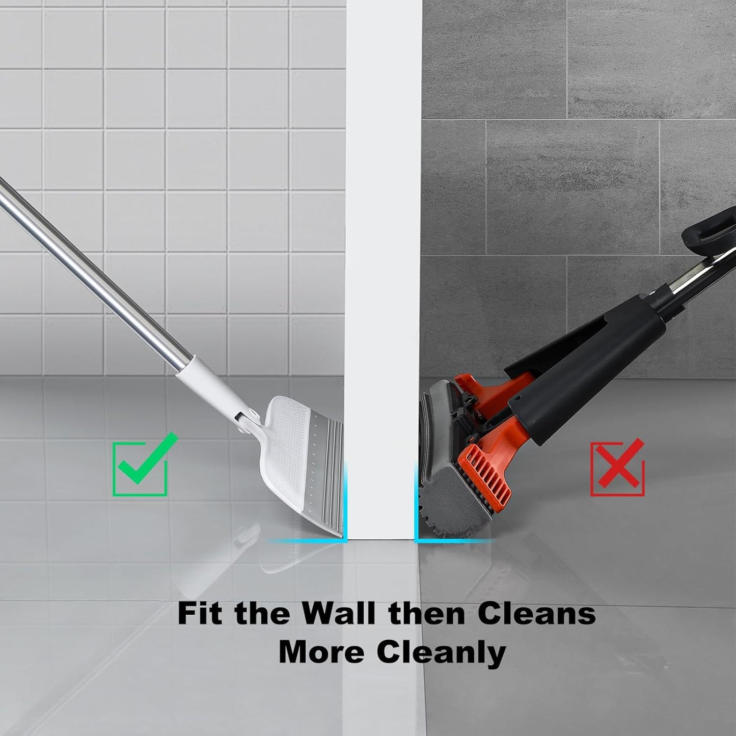 Rubber Squeegee Broom for Floor, 51.77'' Long Handle Multifunction Scraping Silicone Floor Sweeper, Pet Hair Remover Magic Broom for Carpets, Windows, Mirrors, Rugs, Hardwood, Tile Cleaning