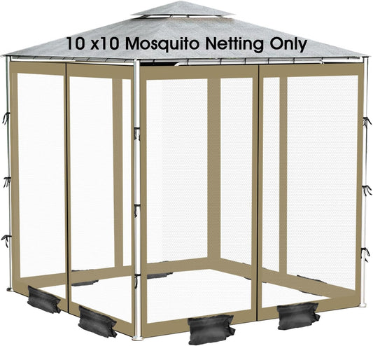 ShowyLive 10x10 Patio Umbrella Mosquito Netting with Zipper 4 Doors & 8 Weight Bag - Adjustable Polyester Mesh Bug Screen for Outdoor Umbrellas, Garden, Patio Tables (Green)