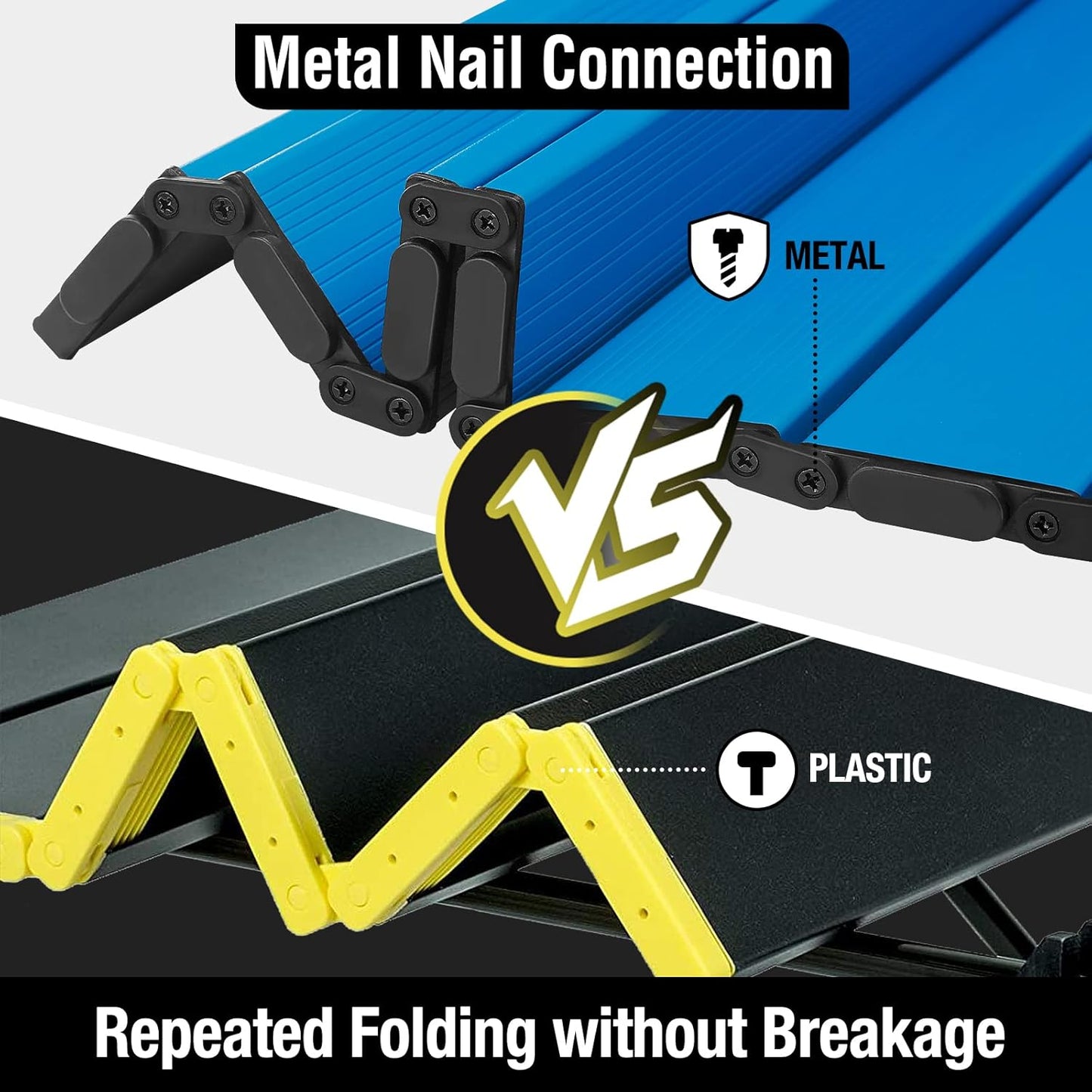 VILLEY Portable Camping Table with Adjustable Legs, Lightweight Aluminum Folding Beach Table with Carrying Bag for Outdoor Cooking, Picnic, Beach, Backyards, BBQ and Party