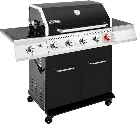 Royal Gourmet GA5404H 5-Burner Propane Gas Grill with Side Burner & Warming Rack, Outdoor BBQ Grill with 64,000 BTUs Output & 738 Sq. in. Cooking Area for Outdoor Barbecue, Black
