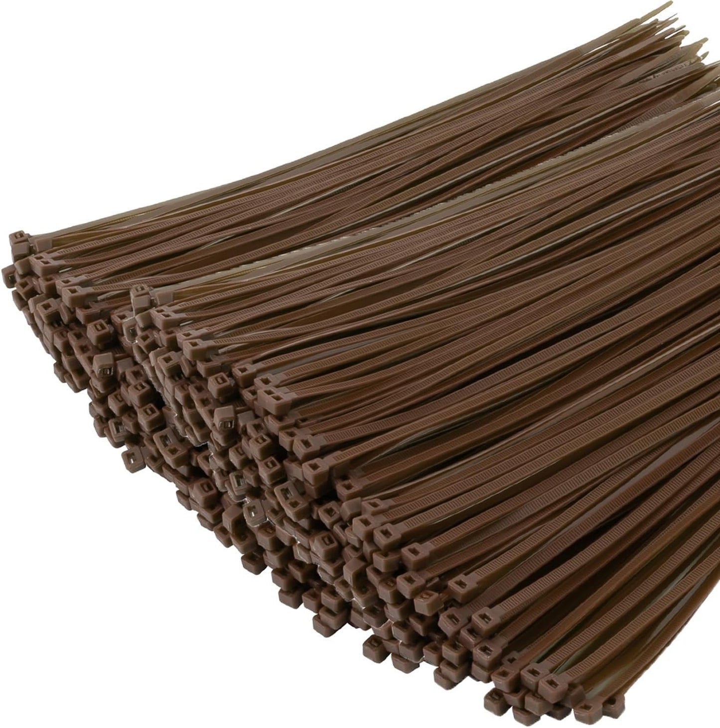 XINGO 1000 PCS Brown Zip Ties 8 Inch, 60 LBS Tensile Strength, Self-Locking Nylon Plastic Nylon Wire Ties for Indoor and Outdoor Use