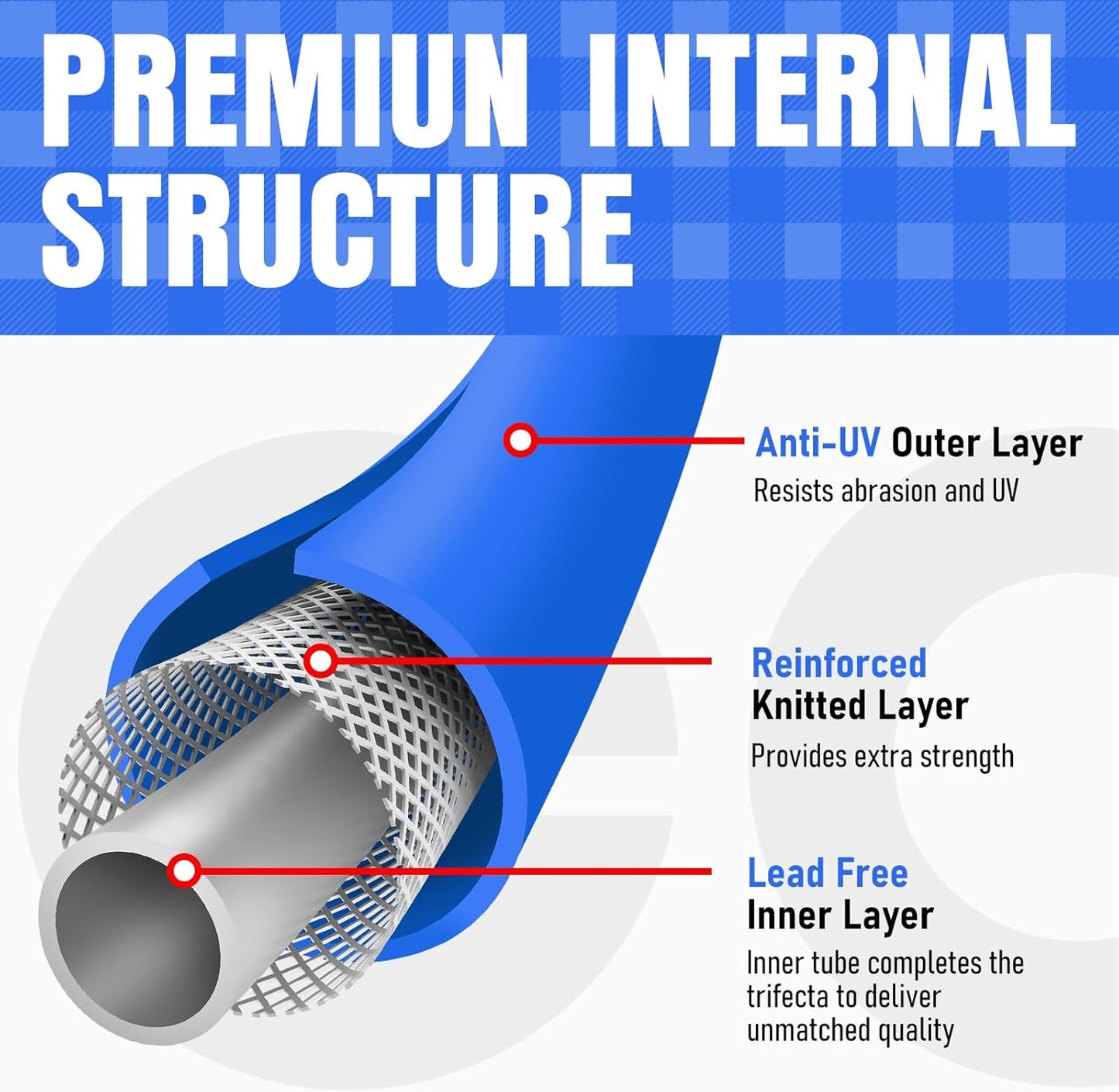 Heavy Duty Garden Hose 6 ft, Non-Expanding Flexible Water Hose, Kink Resistant Lightweight Hybrid Hose, Leakproof Hose Male to Female Fittings