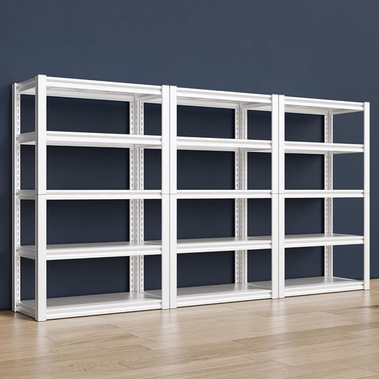 Raybee 72''H Garage Shelving Heavy Duty Storage Shelves Load 2010LBS Adjustable 5 Tier Metal Shelving White Garage Sheves Pantry Shelf for Kitchen Closet 72''H*31.7''W*16.3''D, 3 Pack