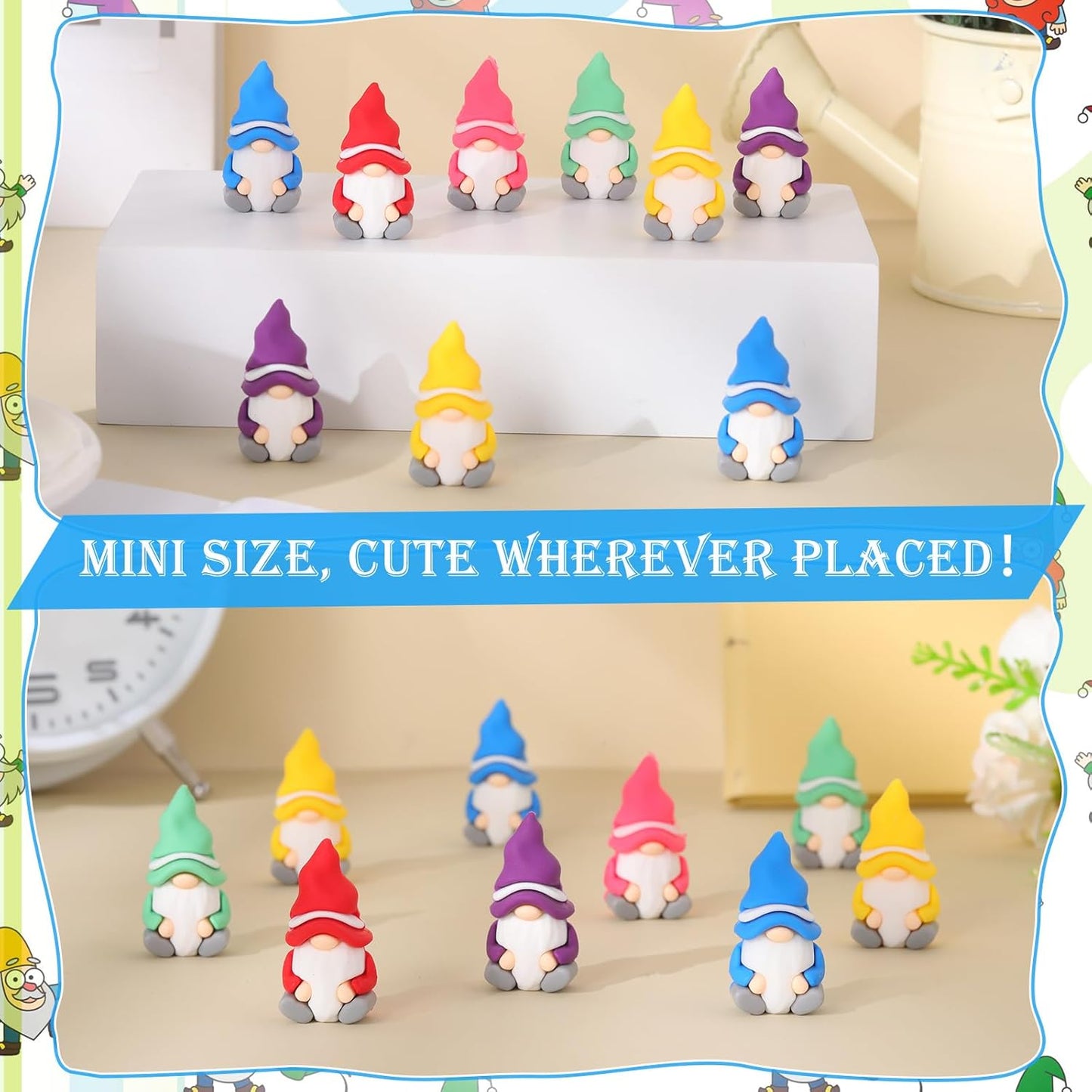 60 Pcs Mini Gnomes Figurines Tiny Fairy Resin Gnomes Statue Garden Bulk for Goody Bag Stuffers Filler Party Favors Gifts Decor Dwarf Statues Garden Dollhouse Micro Landscape Accessories
