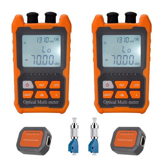 4 in 1 Function Fiber Optic Tester Portable Optical Power Meter (FC/SC/ST) & VFL 2mw Visual Fault Locator & LED & RJ45 Network Test, OPM & VFL, Range: (-70) dBm ~ (+6) dBm，2pcs