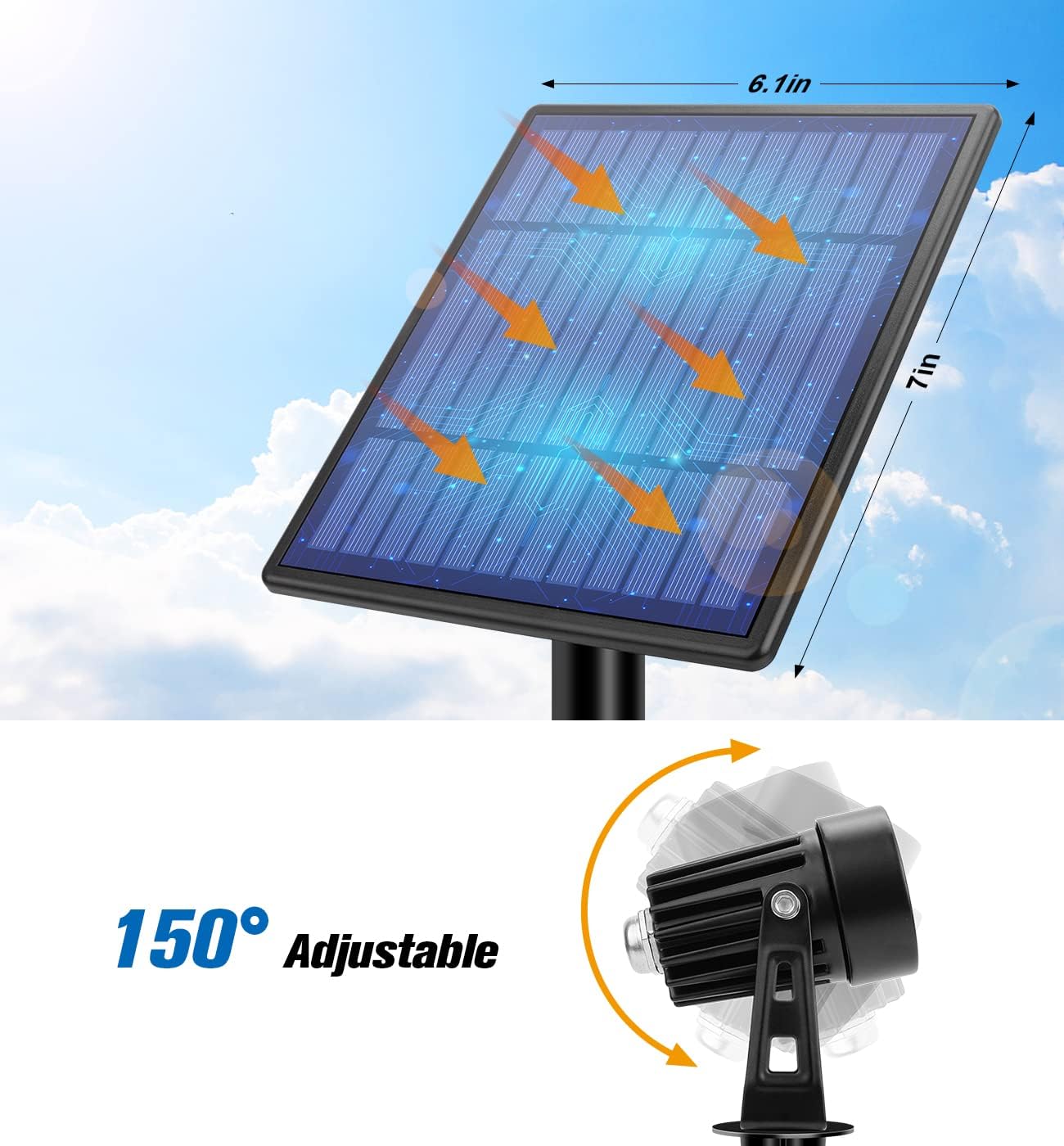 APONUO Metal Solar Spot Lights Outdoor with 9.8ft Cable Solar Powered Landscape Lighting Low Voltage IP65 Waterproof Auto On/Off for Outside Garden Yard Landscape Pathway Garage-Multicolor(2-in-1)