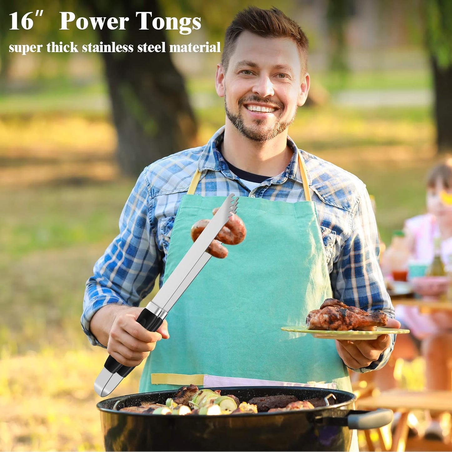 ROMANTICIST 27pcs Heavy Duty Grilling Gifts for Men Dad Fathers Day, Extra Thick BBQ Accessories Tools Set, Stainless Steel Grill Utensils Kit with Meat Claws, Carrying Bag for Outdoor Camping Black