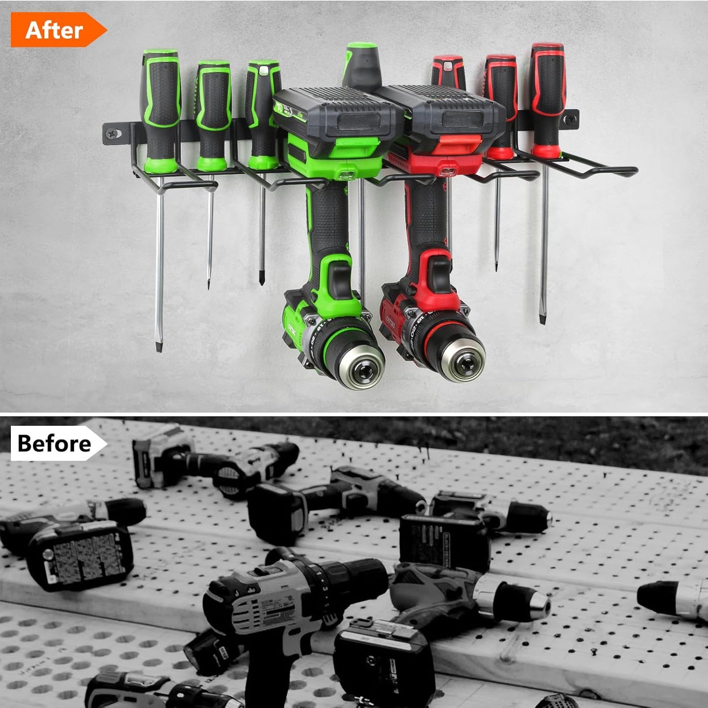 Power Tool Organizer, Cordless Drill Holder Wall Mount, Garage Tool Storage Rack, Heavy Duty Tool Rack for Garage and Workshop, Quick Installation in Minutes, 1 Pack