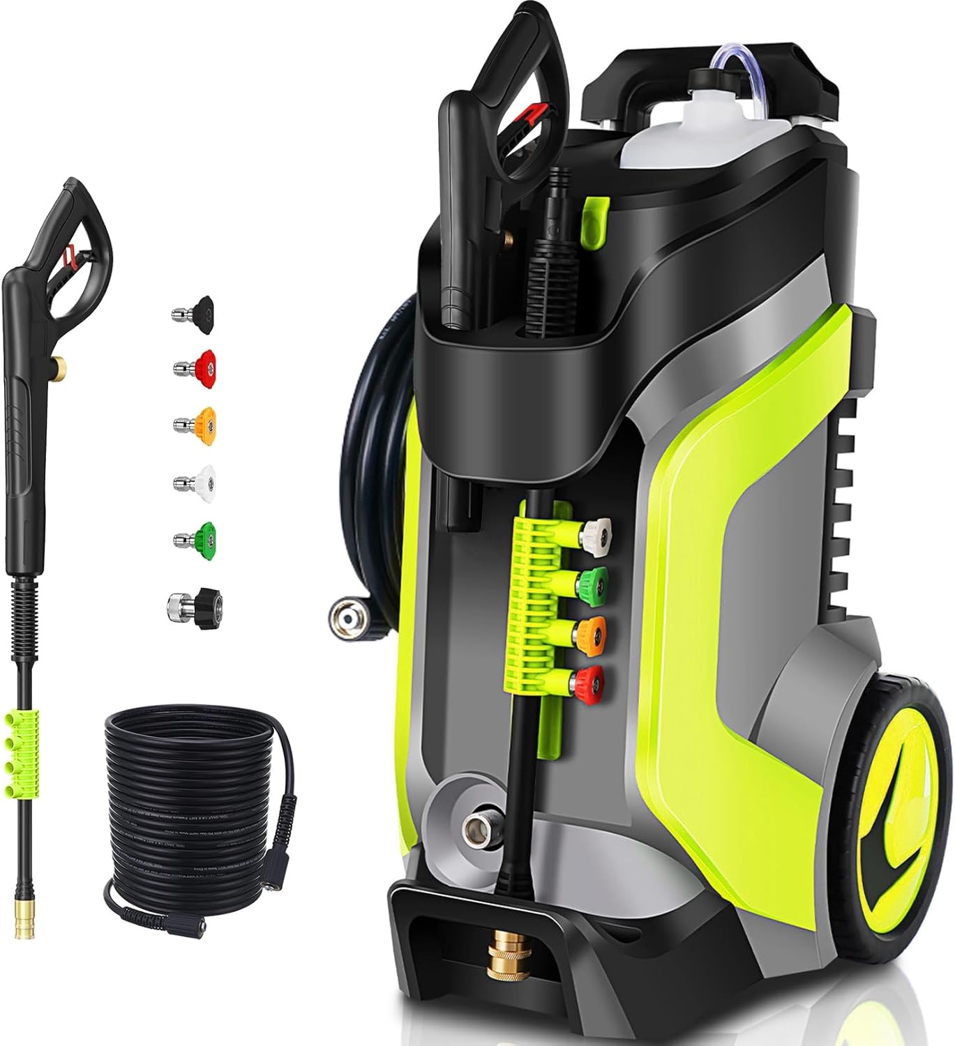 Electric Pressure Washer 5000PSI 4.0GPM Power Washers with M22-14mm Pressure Hose 33FT, Power Sprayers High Pressure with 1/4" QC Compatible Surface Cleaner for Home Cars Driveways, LGreen