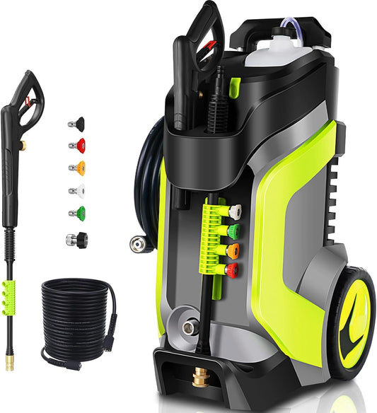 Electric Pressure Washer 5000PSI 4.0GPM Power Washers with M22-14mm Pressure Hose 33FT, Power Sprayers High Pressure with 1/4" QC Compatible Surface Cleaner for Home Cars Driveways, LGreen