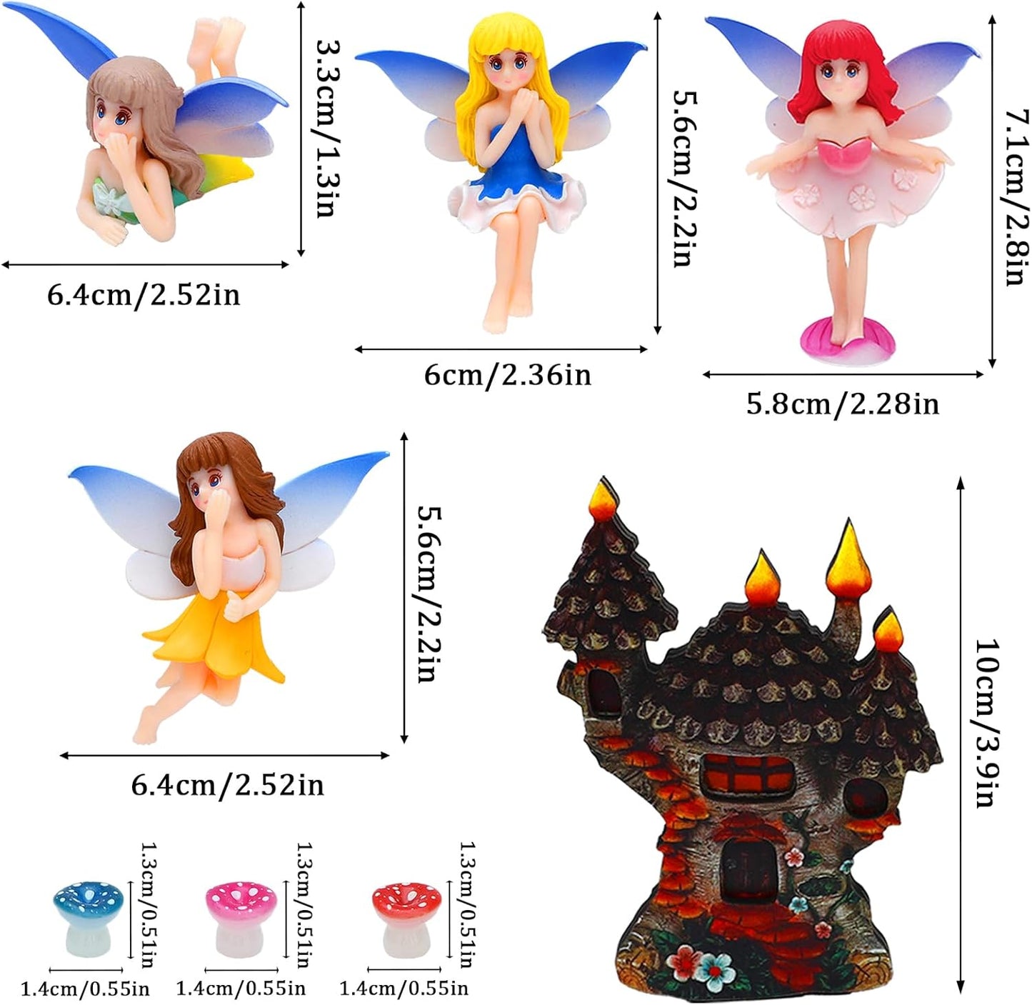 ONEST 6 Pieces Miniature Fairy Garden Accessories Small Fairy Figurines Hand Painted Fairies Figures for Car Decor Garden Flower Pot Birthday Cake Topper