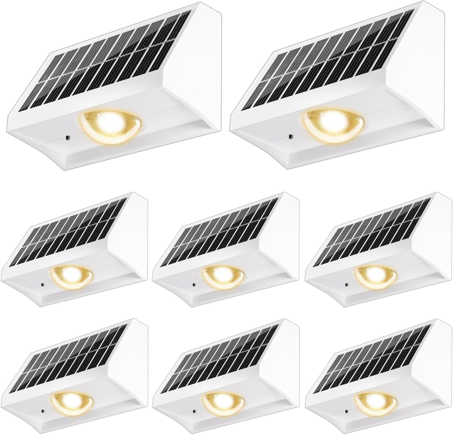 Solar Fence Lights Outdoor Waterproof High Brightness LED Spot Lens Deck Lights 7 Mode Warm & Cool White RGB Solar Powered Wall Lighting Decor for Outside Patio Step Backyard Railing - 8 Pack(White)