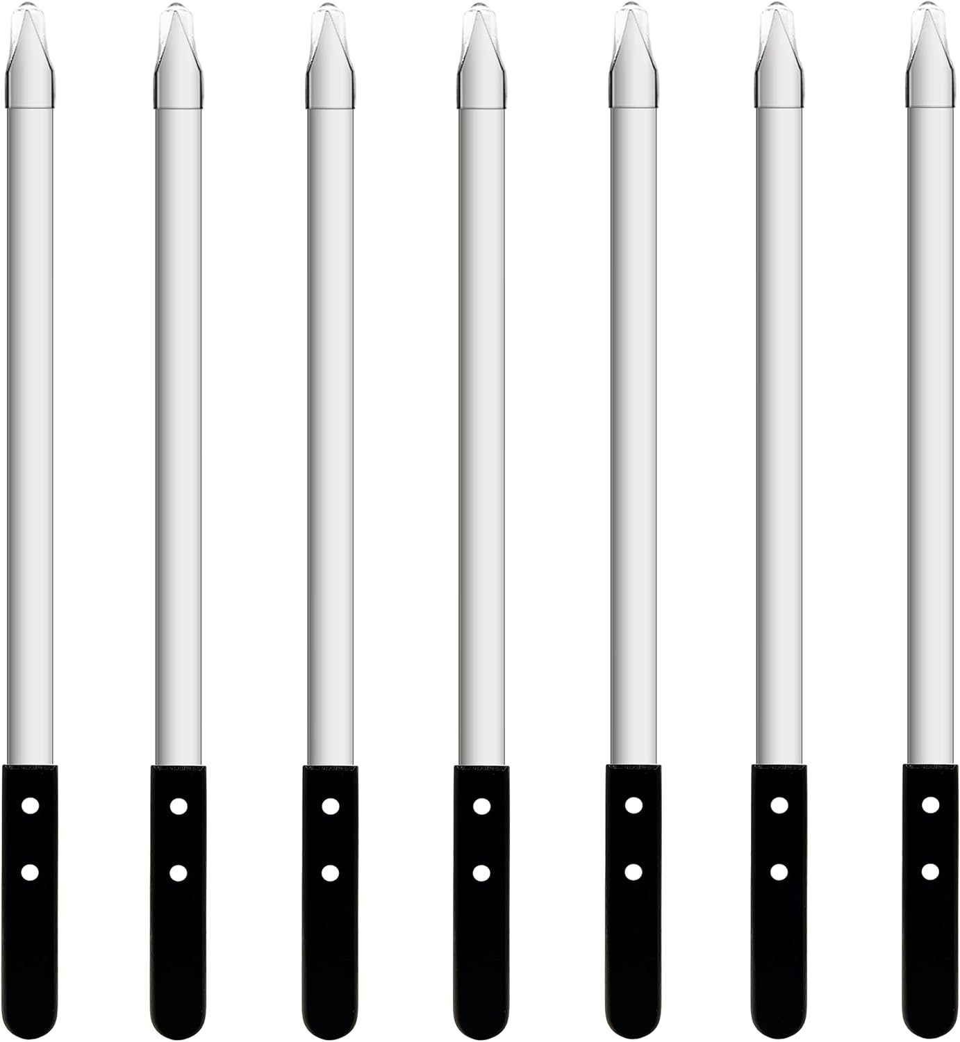 23.6 Inch Long Kabob Skewers, 0.91 Inch Wide, Stainless Steel with Black Wood Handle, 7 Pack