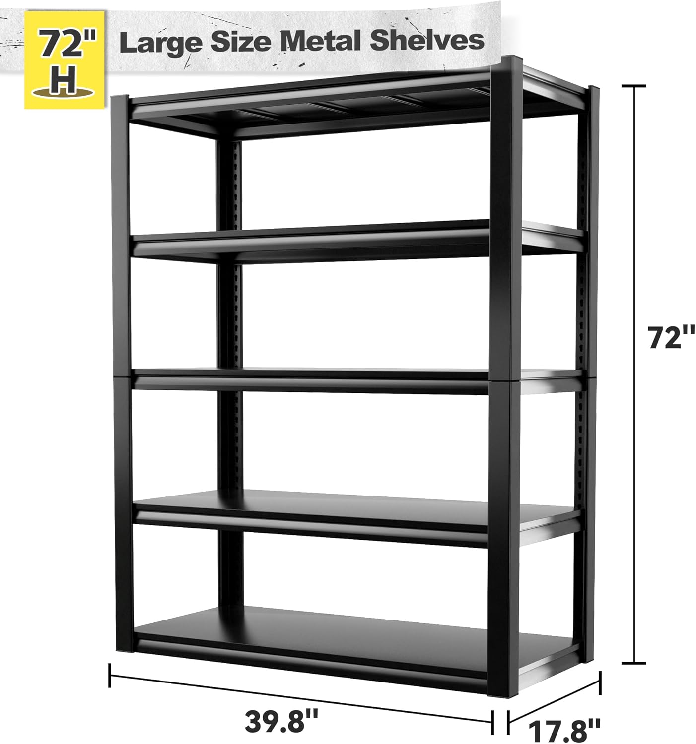 REIBII Storage Shelves Heavy Duty Garage Shelving 72" Adjustable Metal Shelves for Storage 5 Tier Garage Shelf Heavy Duty 2500LBS Basement Kitchen Pantry Shelf, 3 Pack