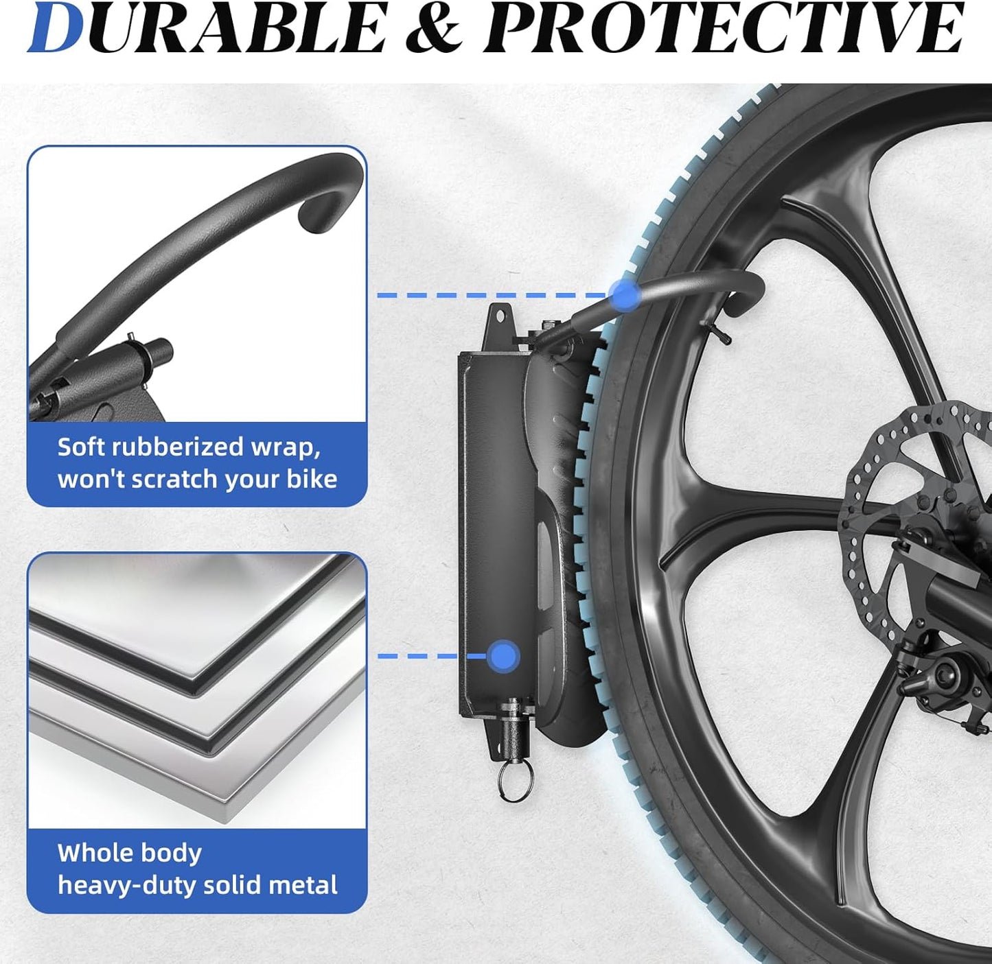 Goovilla Swivel Bike Wall Mount 4 Pack, Space Saving Bike Hangers for Garage with Screw and Easy Installation, Metal Vertical Bike Rack Wall Mount Holds up to 66.2lbs with No-scratch Protection, Black