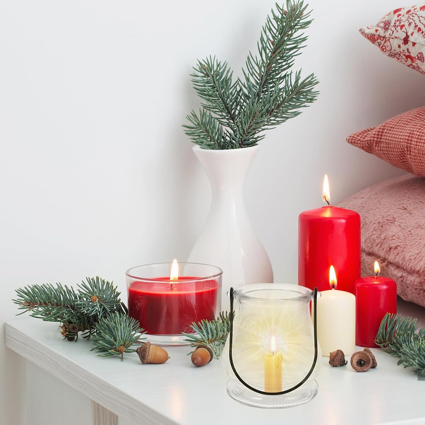 Cabilock 4pcs Hanging Candle Holders, Clear Tealight Holder, Hanging Glass Vase, Fillable Plant Succulent Vase Hanger for Party Wedding Decoration