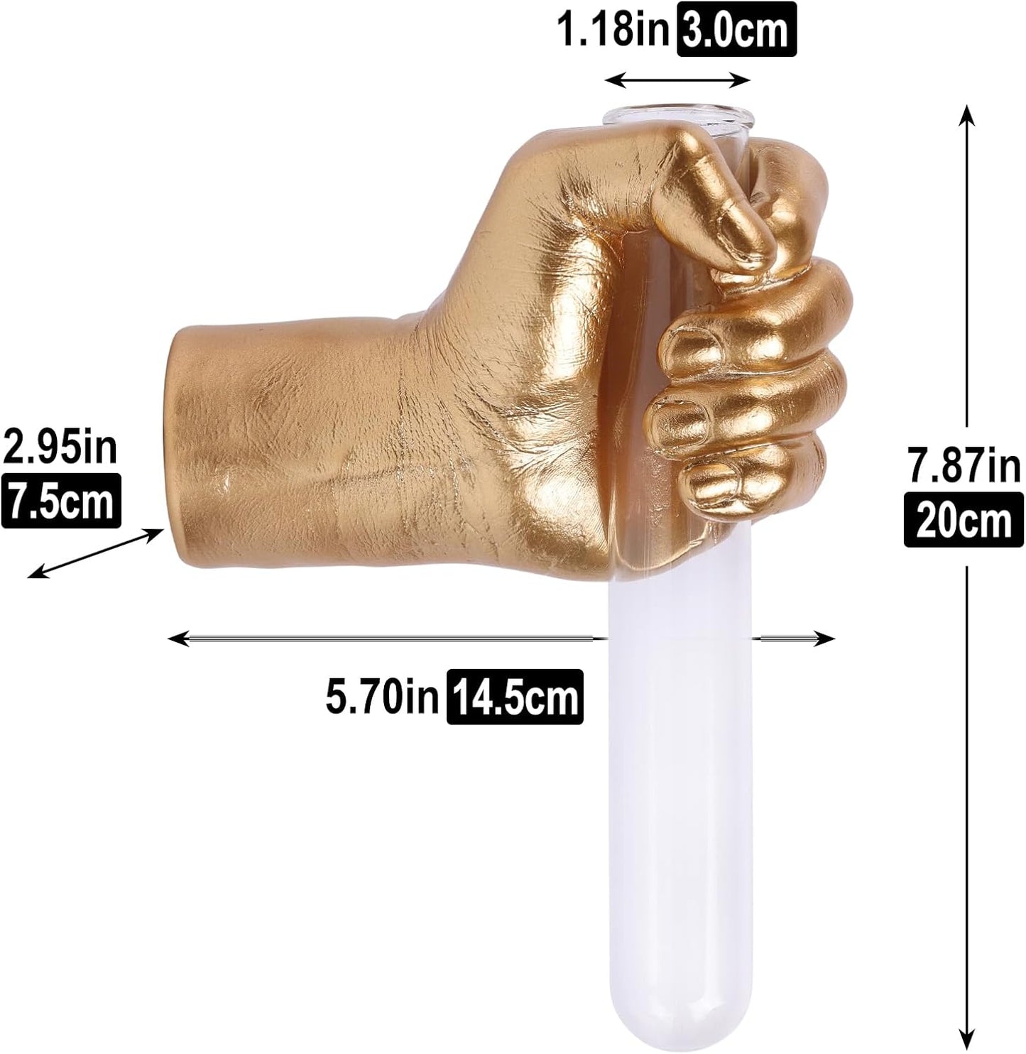 Gold Wall Sculptures, Hand Vases Home Decor, Wall Mount Art Sculpture, Unique Wall Art Statue, Funky Flower Vase Decorations, Modern Eclectic Hanging Decor,Glass Test Tube Vase