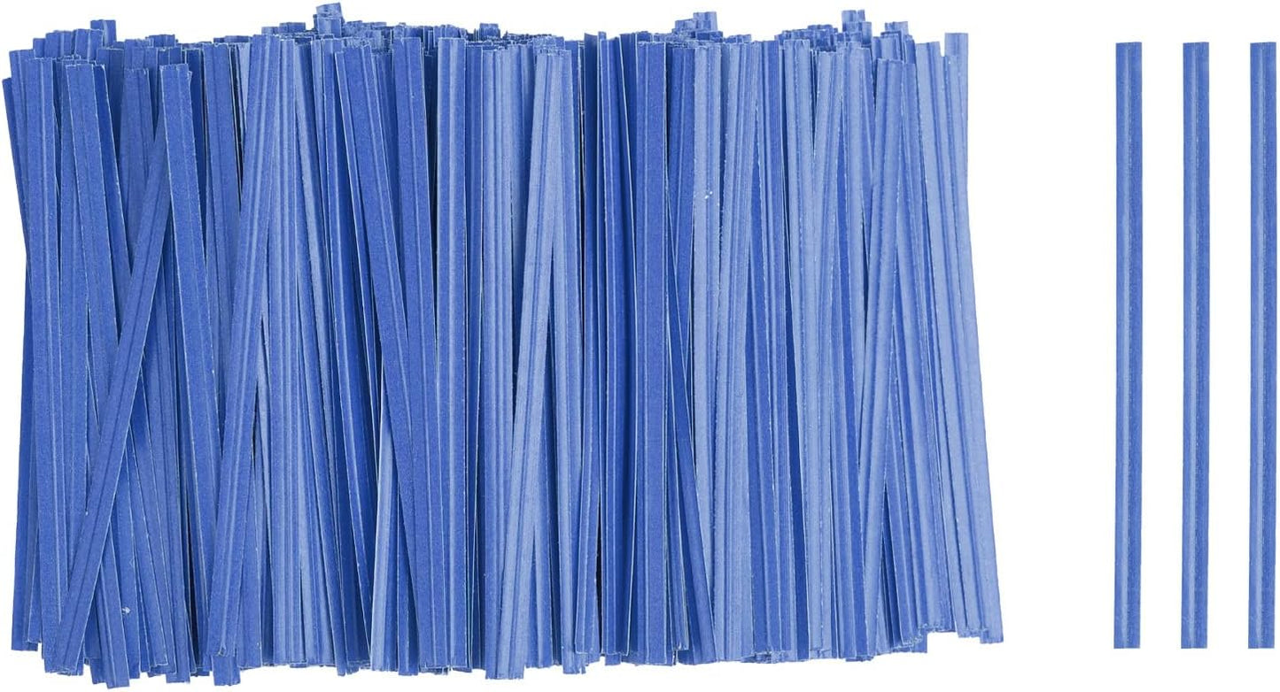 HARFINGTON 1000pcs Bag Twist Ties 3.5" Reusable Kraft Paper Twist Ties Wire Cable Ties for Party Bread Candy Cake, Blue