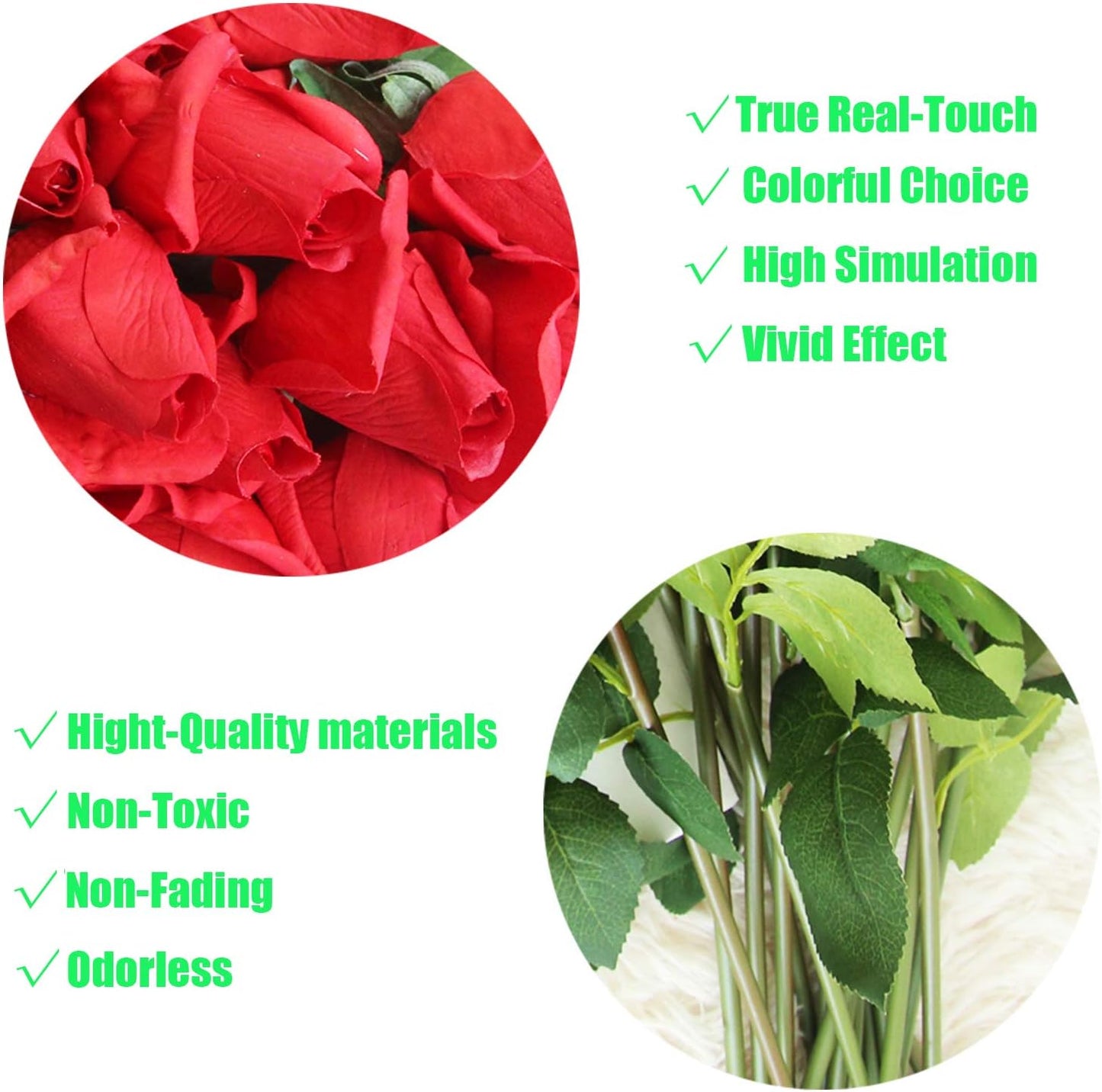 12pcs Real Look Artificial Rose Buds, 22 Inch Real Touch Silk Rosebud, Realistic Design Artificial Flower with Real Feel Petals,Silk Flower Bud for Wedding Home Décor,Red