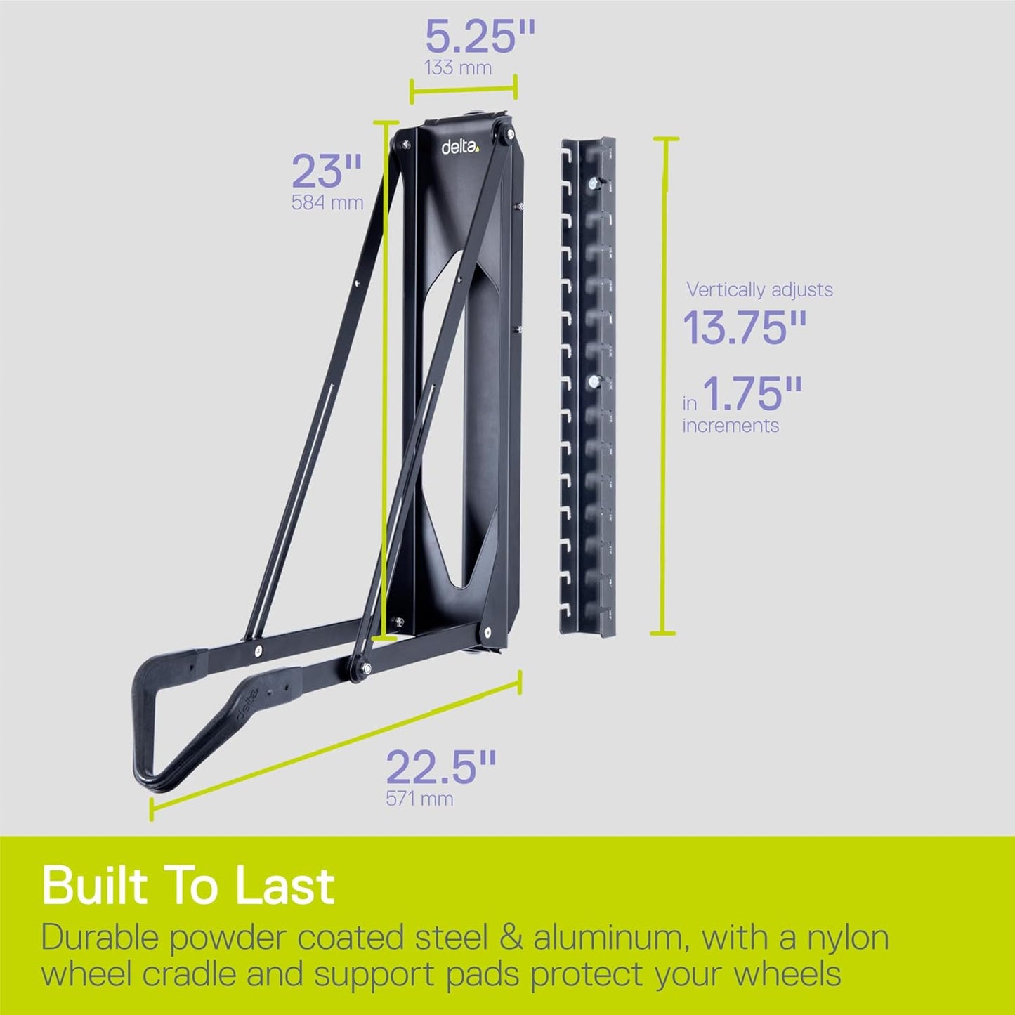 Pivot Bike Storage Rack by Delta Cycle - Bike Rack Garage Wall Mount Swivels to Save Space - No Lifting Required Vertical Bike Rack - Indoor Bike Storage Wall Hanger Holds Up to 100 lbs