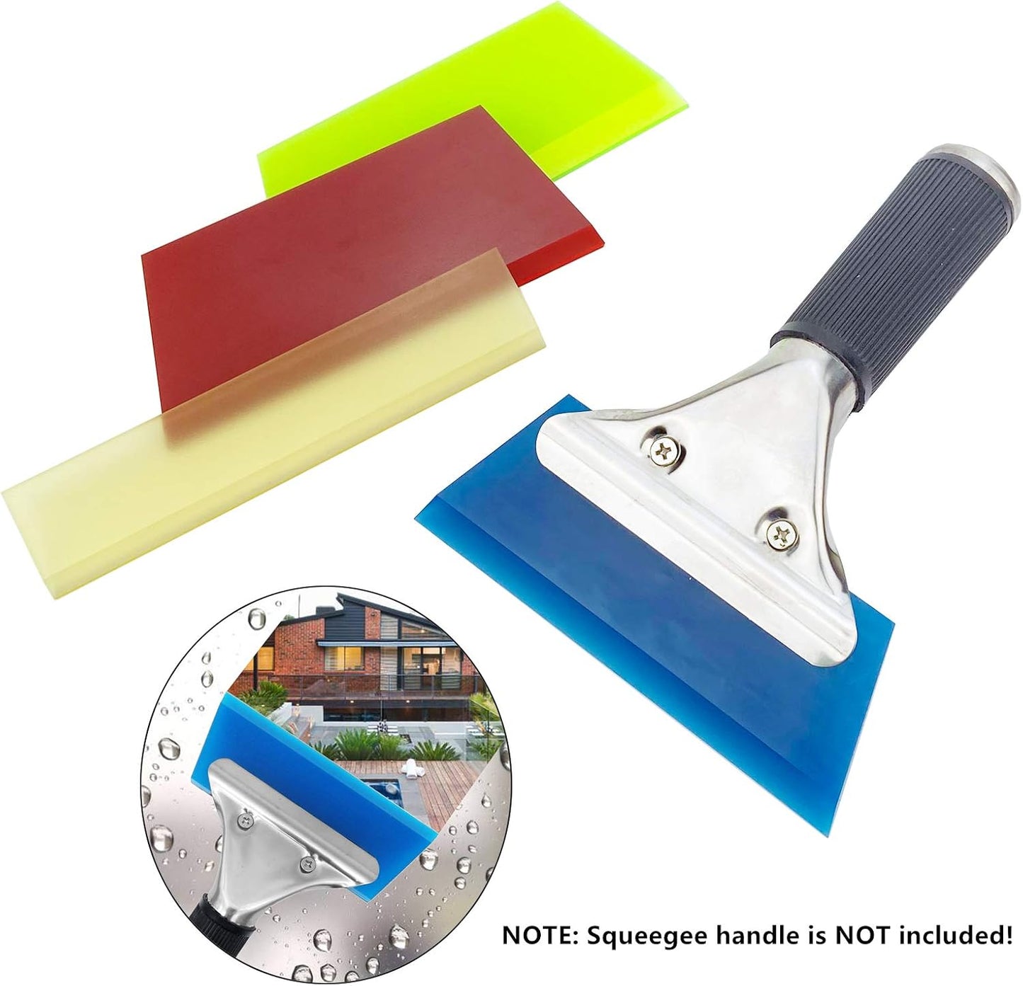 CARTINTS 2pack Squeegee Blades Replacement Rubber Squeegee, 5.1x 2 inch, for Cleaning Glass, Shower Door and Car Windows and Screen Printing,Green