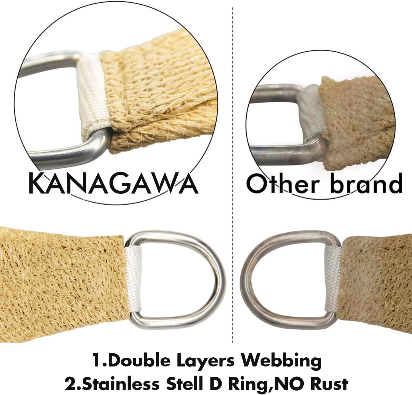 KANAGAWA 14'X15' Sand Custom Size Sun Shade Sail Rectangle UV Block Canopy Cover for Patio Backyard Lawn Garden Outdoor (Customized Available)