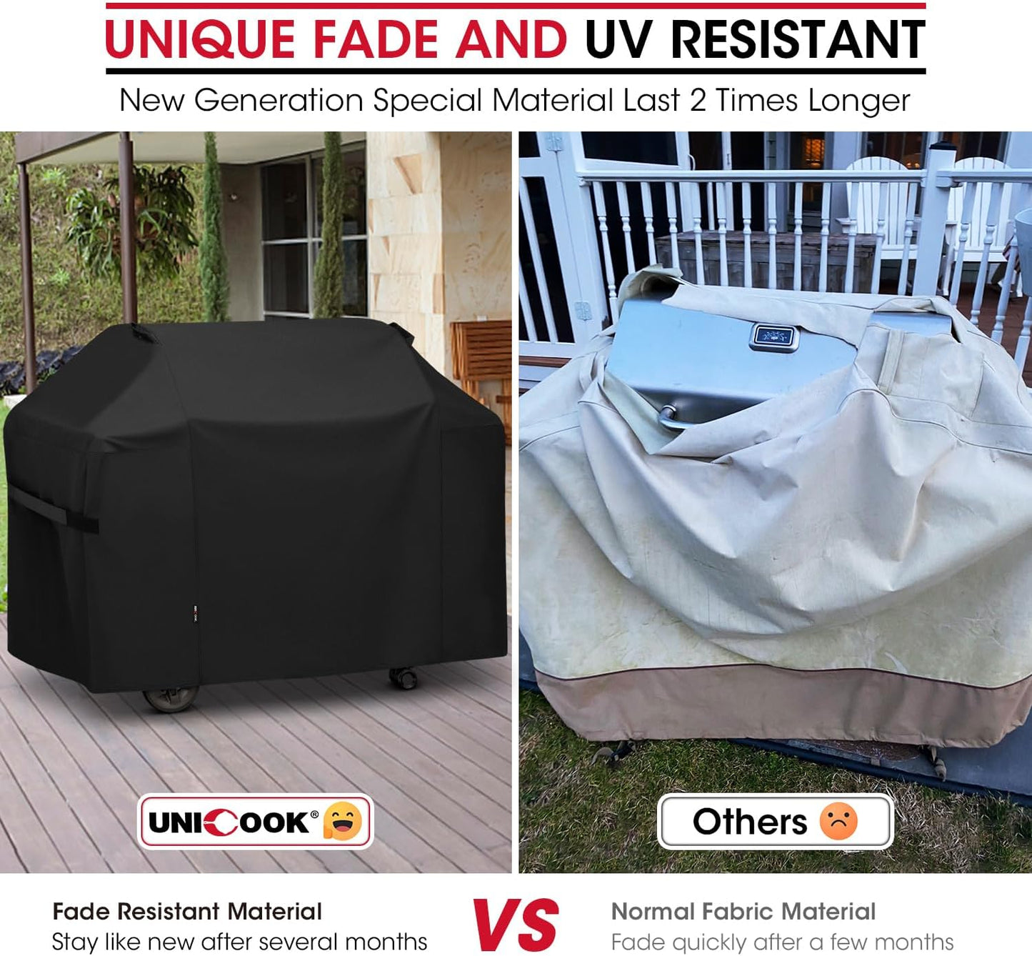 Unicook 65 Inch Grill Cover for Weber Genesis II 400 Series, 4 Burner BBQ Cover for Outdoor Grill, Heavy Duty Waterproof Fade Resistant, Compared to Weber 7131