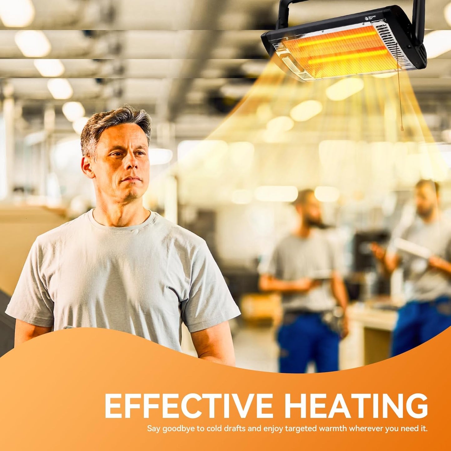 Electric Garage Heater 120V, 750/1500W Ceiling Mount Space Heater for Garage, Shop, Patio with 90° Adjustable Tilt, Dual Quartz Radiant, Safety Metal Grille and Overheat Protection, 2-Pack