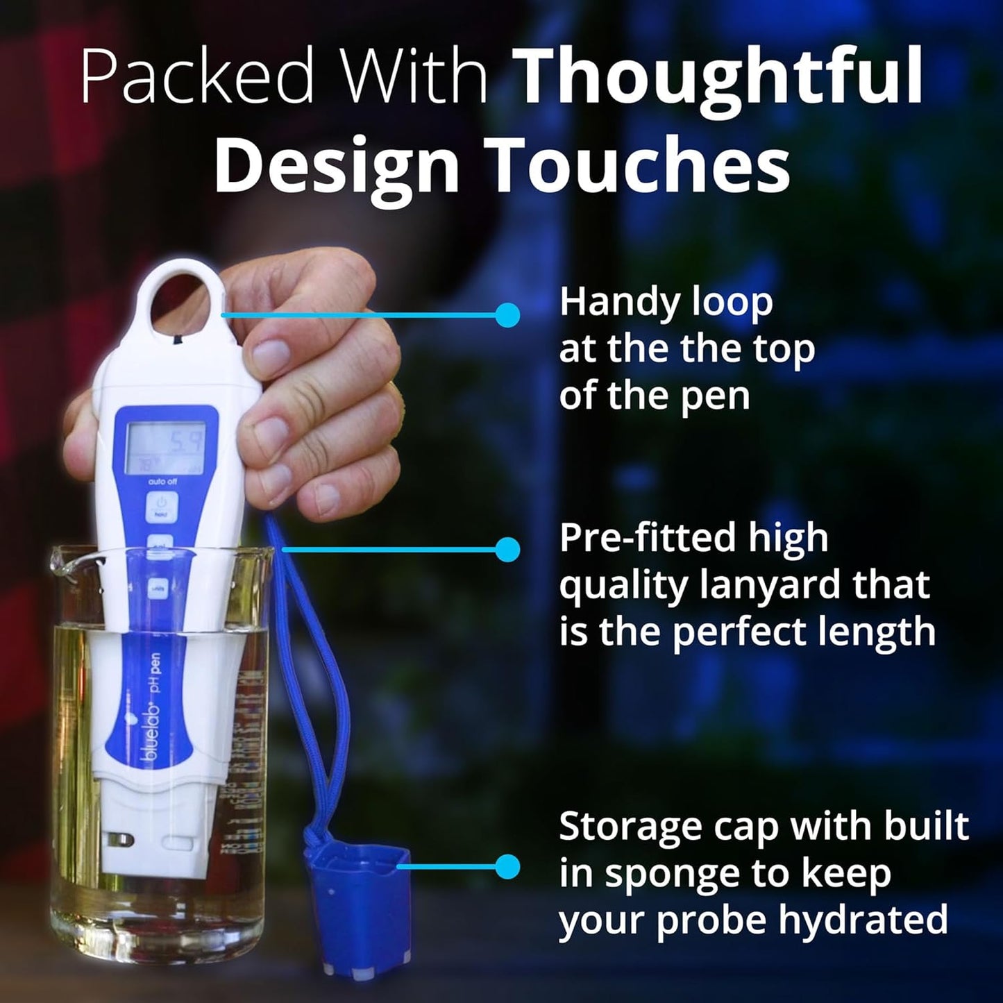 bluelab pH Pen - ± 0.1 pH Accurate, Durable Double Junction Probe, Waterproof & Floats, Auto Temperature Compensation, Easy Calibration - Made in NZ