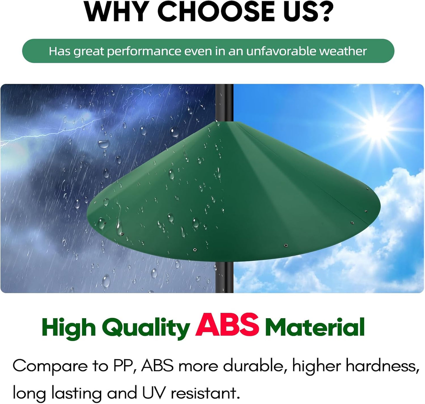 24-inch Large Outdoor Squirrel Baffles for Bird Feeders Pole, Squirrel Baffle with Metal Frame, Squirrel Guard for Bird Houses, Two Way Use, Green Color