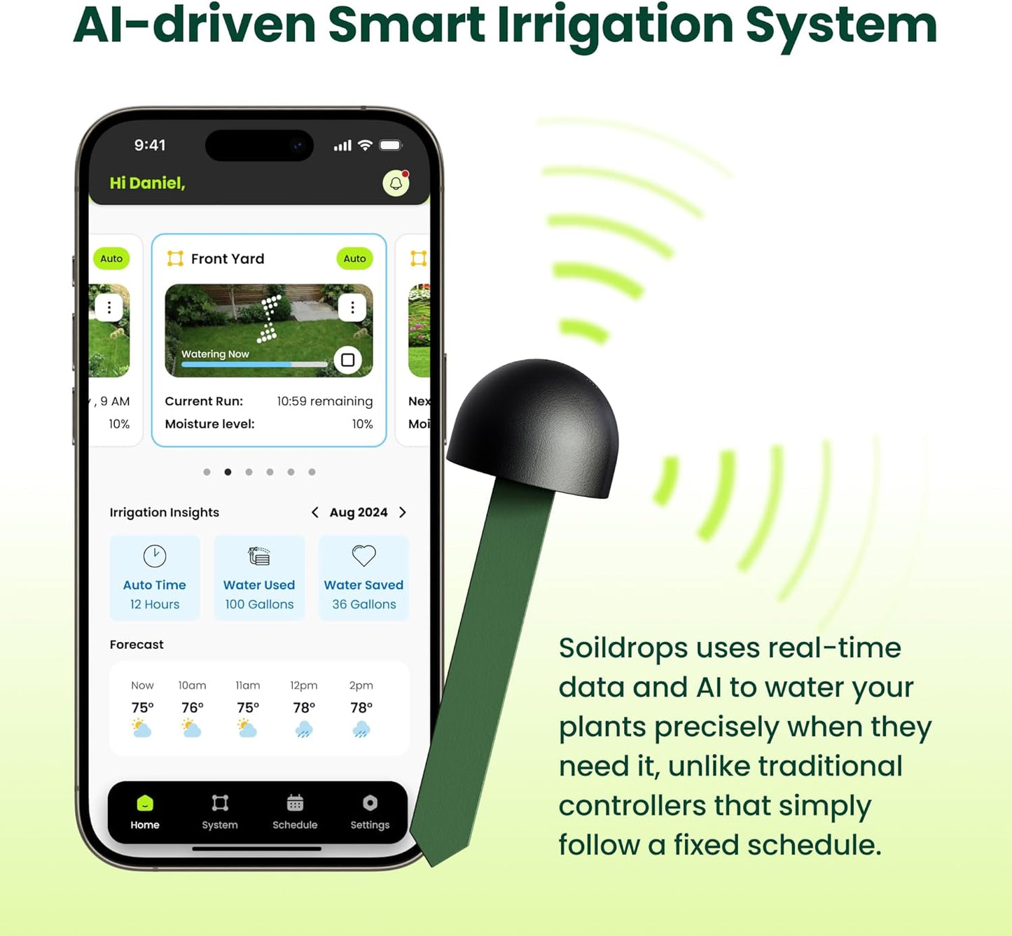 AI Smart Sprinkler Controller, 8-Zone WiFi Irrigation Controller for Indoor & Outdoor Use, DIY Garden & Lawn Watering Kit, App-Based Auto Watering