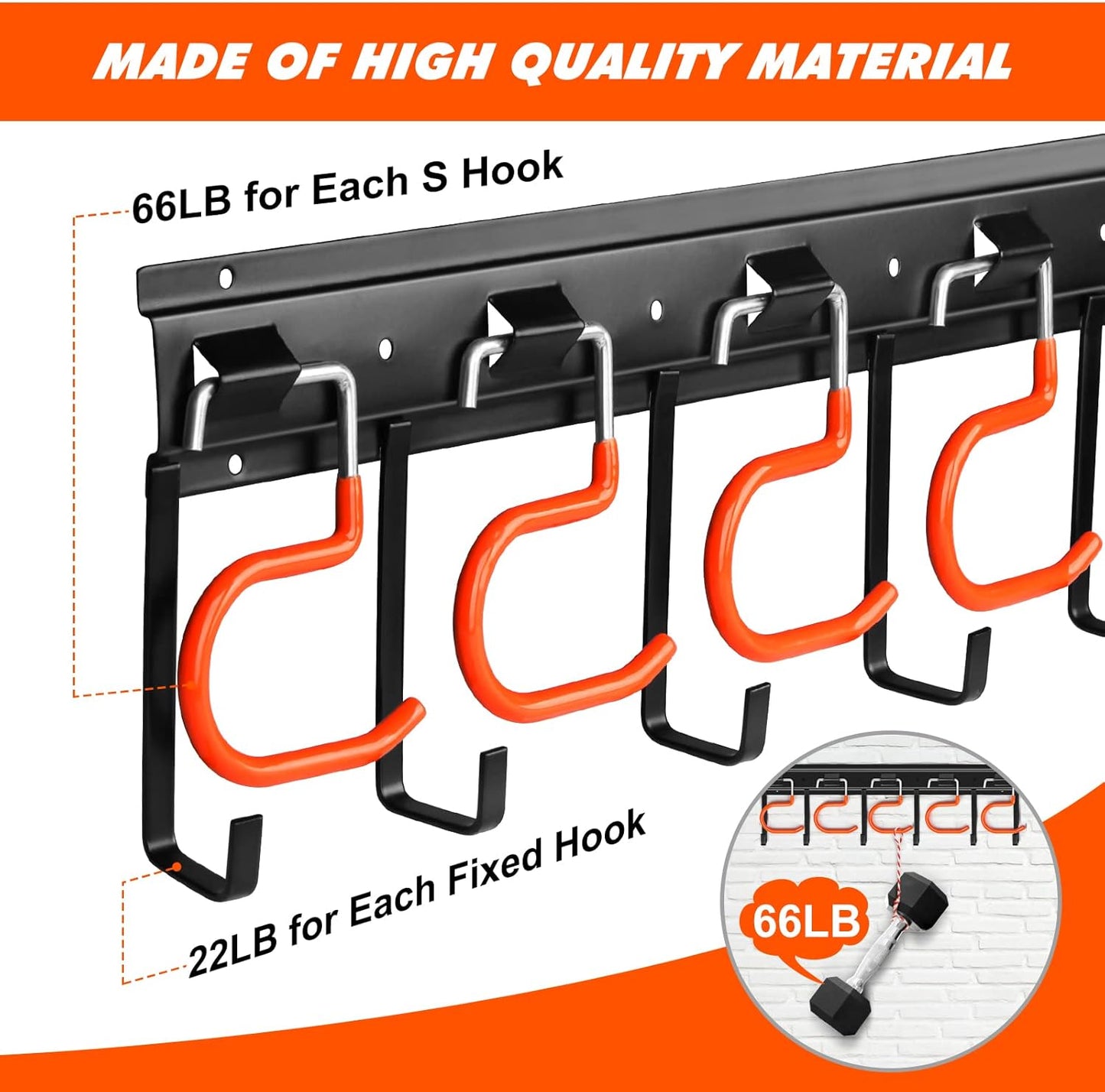 51'' All Metal Garden Tool Organizer Adjustable Garage Tool Organizer Wall Mount Garage Organizers and Storage with Heavy Duty Hooks Tool Hangers for Garage Wall, Shed, Garden