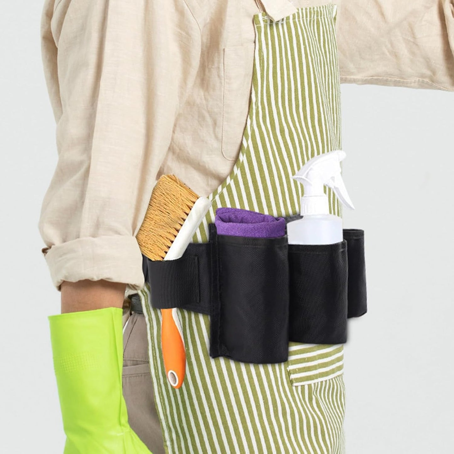 Garden Tool Belt, 6 Pockets 2 Straps Waterproof Oxford Fabric Adjustable Gardening Tool Pouch for Family Camping Outdoor,Gardening Tool Waist Bag Belt (black)