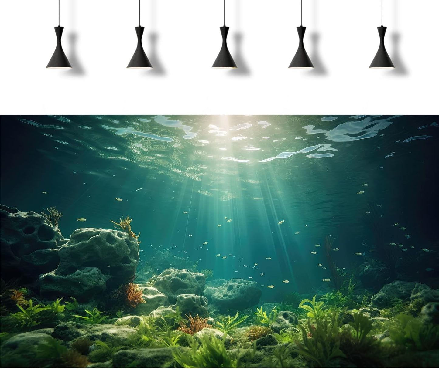 Under The Sea Aquarium Background Deep Sea Aquatic Plants Fish Tank Background Underwater Rock Sunray Terrarium Backgrounds Tropical Fish Deep Ocean Floor Fish Tank Backgrounds 36x24in