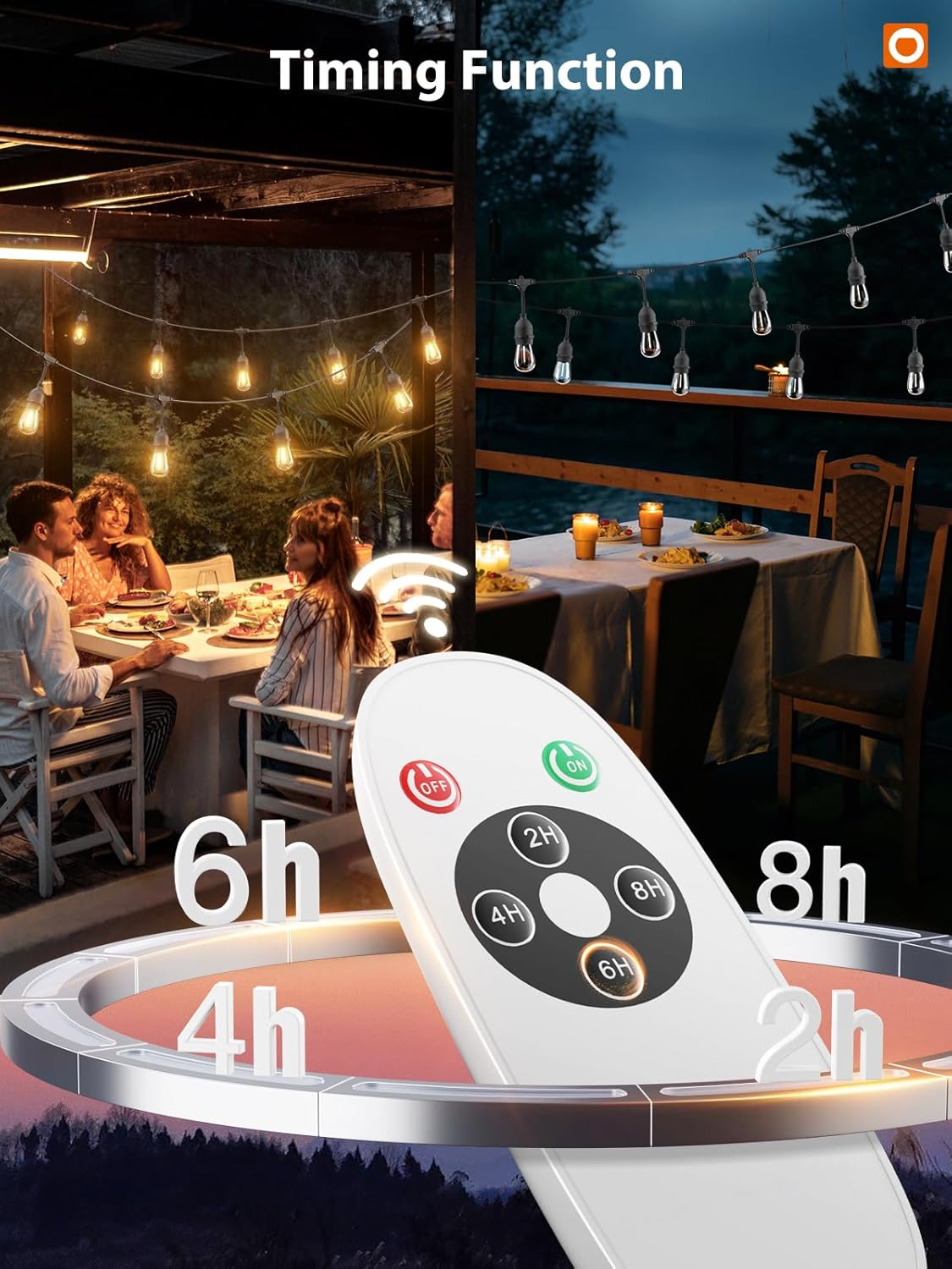 addlon Outdoor String Lights Timer Control, 48FT LED Patio Light with Edison Vintage Shatterproof Bulbs and Commercial Grade Weatherproof Strand - ETL Listed Heavy-Duty Decorative Lighting