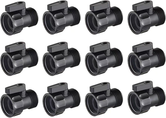 12 PCS 3/4'' Plastic Garden Hose Shut Off Valve,Water Shut-Off Ball Valve Thread Connector Coupling for Telescopic Water Pipe Water Gun Valve Control