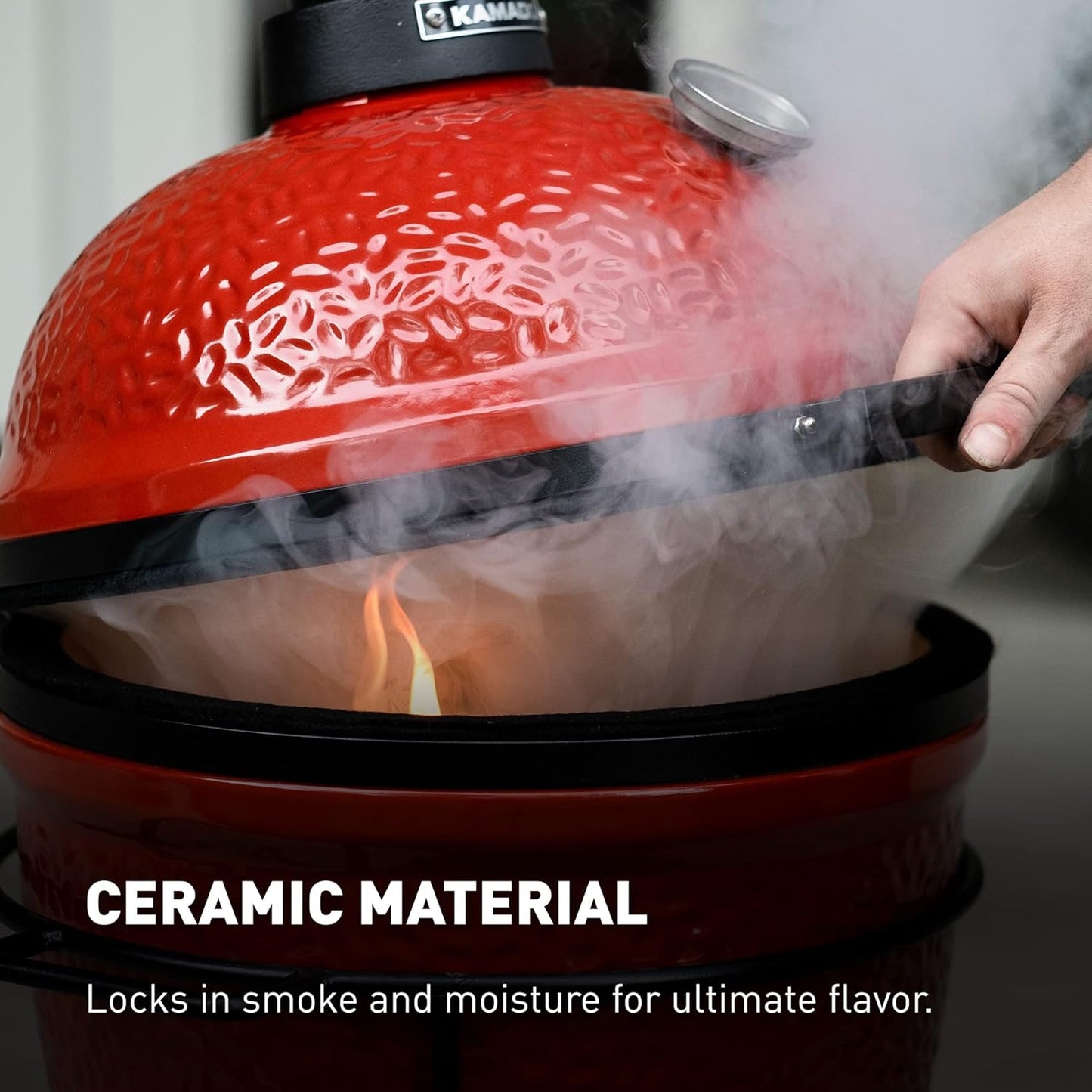 Kamado Joe Joe Jr 13.5-inch Portable Ceramic Charcoal Grill with Grill Stand, Stainless Steel Cooking Grate, Heat Deflectors and Ash Tool in Red, Model KJ13RH