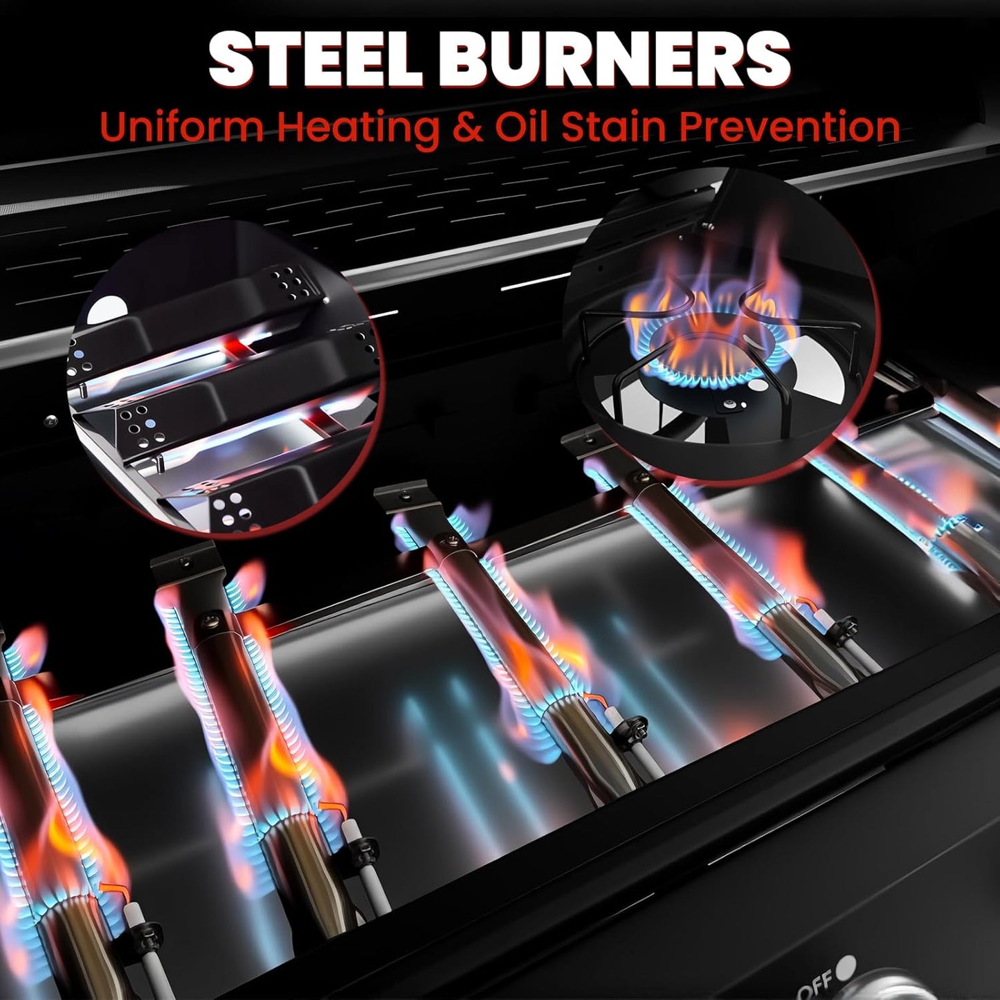 Q032-6-Burner w/Side Burner Gas Grill with 403 SQ.IN. Outdoor Grill with 60,000 BTU,Propane Grills with Top Cover Lid,Grills Outdoor Cooking for Patios,Balcony,Camping,Garden