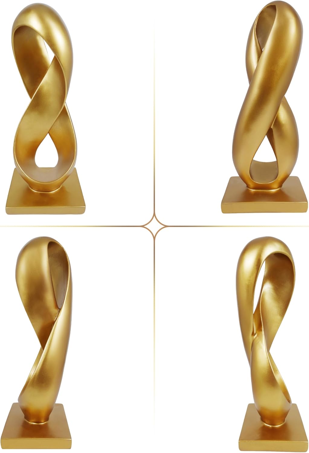 SIMON'S SHOP Modern Statue for Living Room Bedroom Entryway Gold Abstract Centrepiece Infinity Loop Knot Sculpture