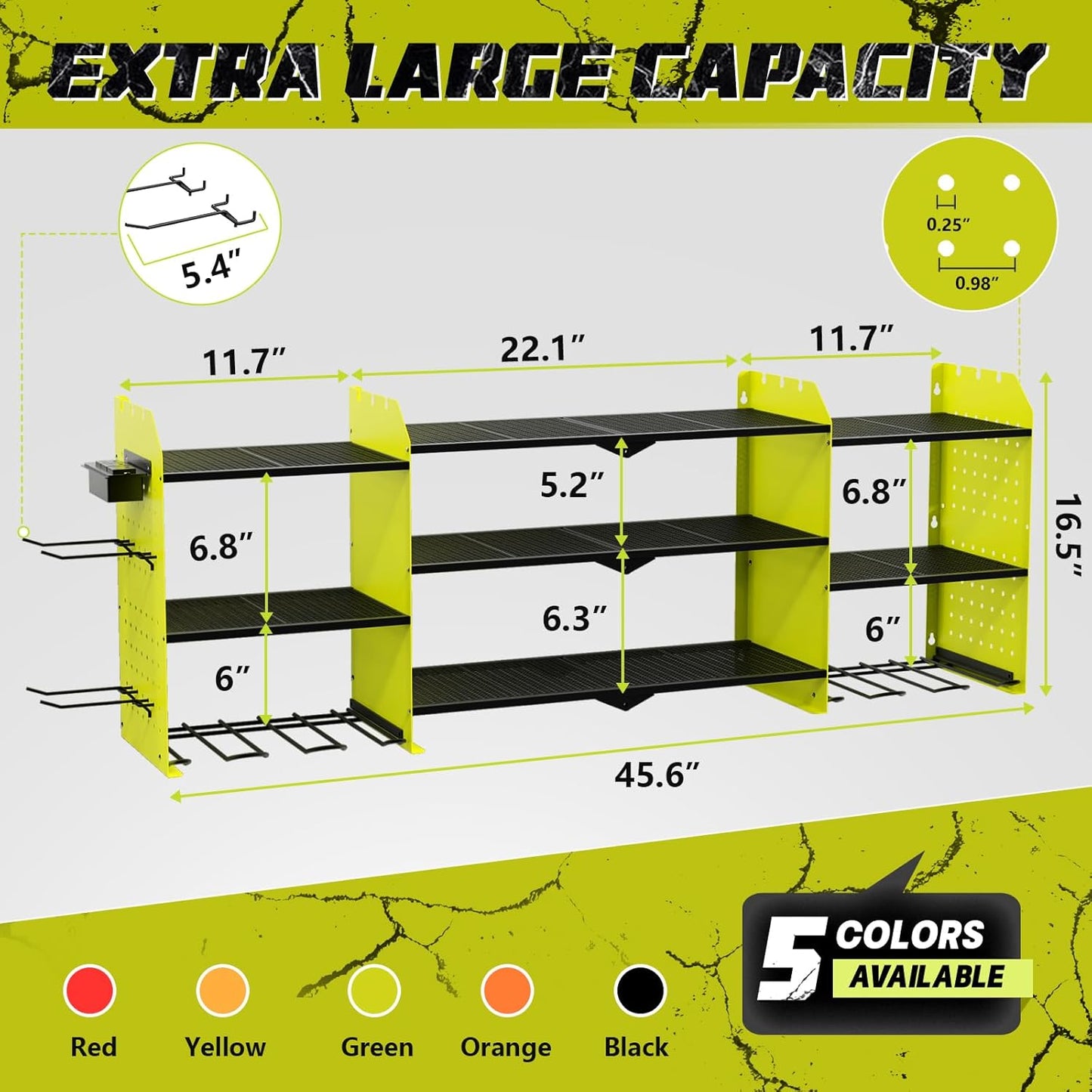 Power Tool Organizer Wall Mount with Charging Station, Expanded Width Tool Organizer for Garage Organization Max. 200lb Load, Heavy Duty Cordless Drill Holder with Outlet Power Strips