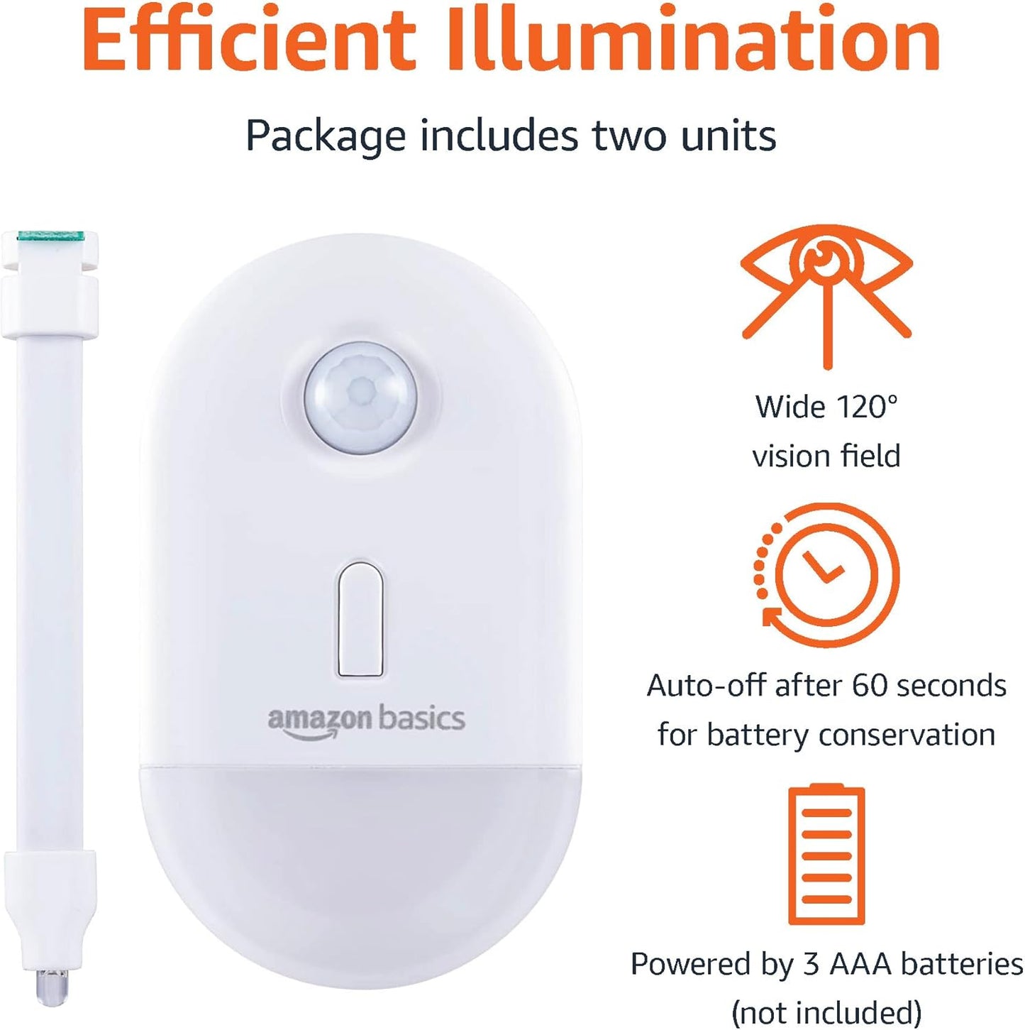 Amazon Basics Color Changing LED Toilet Bowl Motion Sensor Light, Battery Operated, 2 Pack, White