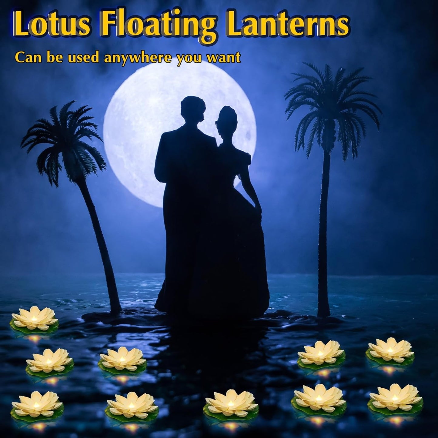 Liliful 36 Pcs Diwali Lotus Decoration Floating Lights Lotus Artificial Floating Flowers for Pool with LED Lights Battery Operated for Indian Puja Ganesh chaturthi Diwali(5.91 Inch,White)