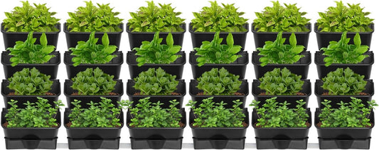 24 Pack Self Watering Wall Mounted Planter, Indoor and Outdoor Vertical Planter Wall Mounted Planter for Patio Outdoor Decor with Drainage Holes, Vertical Garden Planters for Indoor Plants- Black