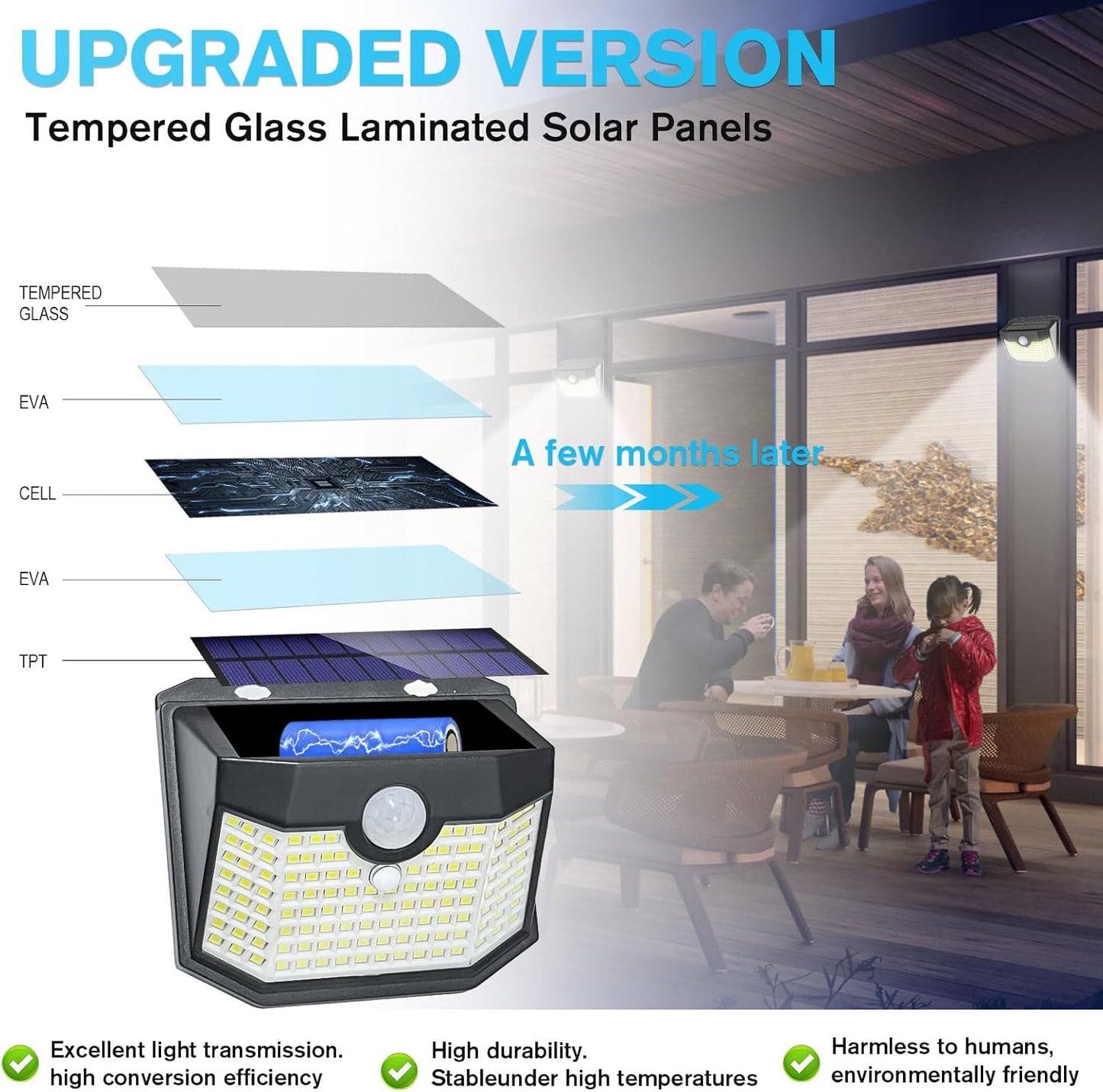 Aootek Motion Sensor Light 2 Packs, Solar Lights Outdoor Waterproof with 3 Lighting Modes Solar Powered Wall Lights Outside for Garden Patio Garage Yard Deck