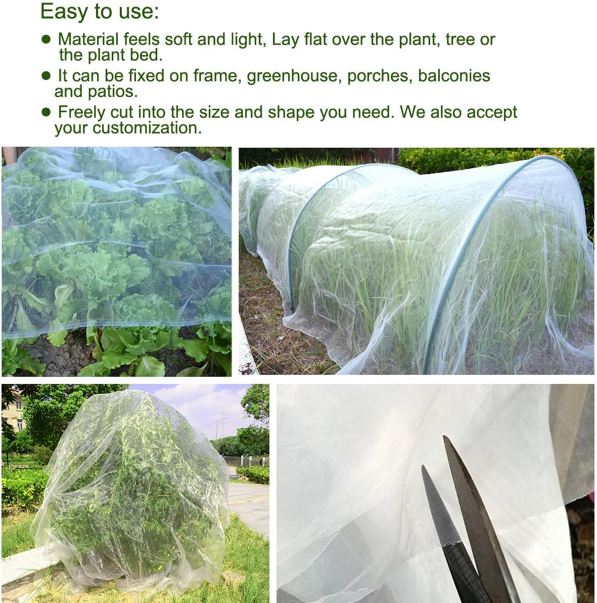 10x30Ft Mosquito Bug Insect Bird Fine Mesh Net Barrier Hunting Blind Garden Screen Netting for Protect Your Plant Fruits Flower
