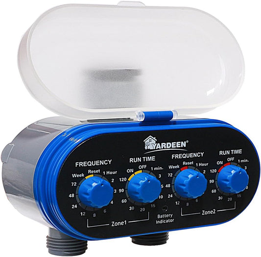 Dual Outlet Water Timer Irrigation Controller System, No Water Pressure Required