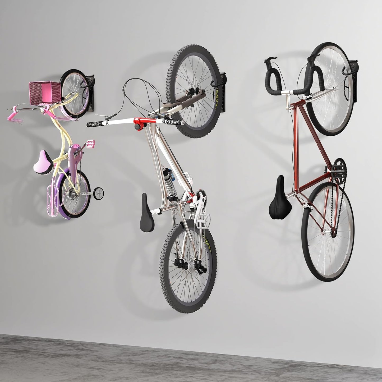 suptek 2 Packs of Vertical Bike Rack Wall Mount - Heavy Duty Garage Bike Hanger for Indoor Storage, Easy to Hang and Detach, Supports Up to 132 lb, BYPA01-2